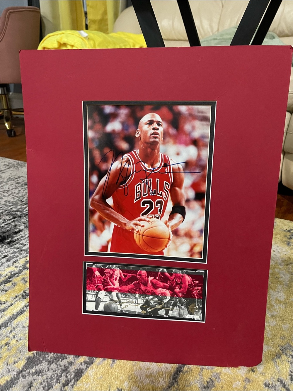 Autographed Michael Jordan Chicago Bulls Photo Matting